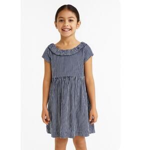 Pink Chicken Girls Striped white blue dress coastal sz 7 Nautical vacation